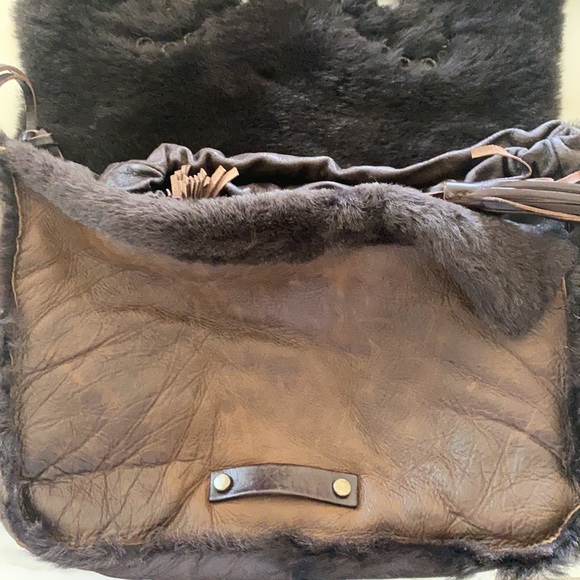 Vintage gently used brown suede Dolce and Gabbana Butterfly Messenger Bag. - Picture 6 of 13